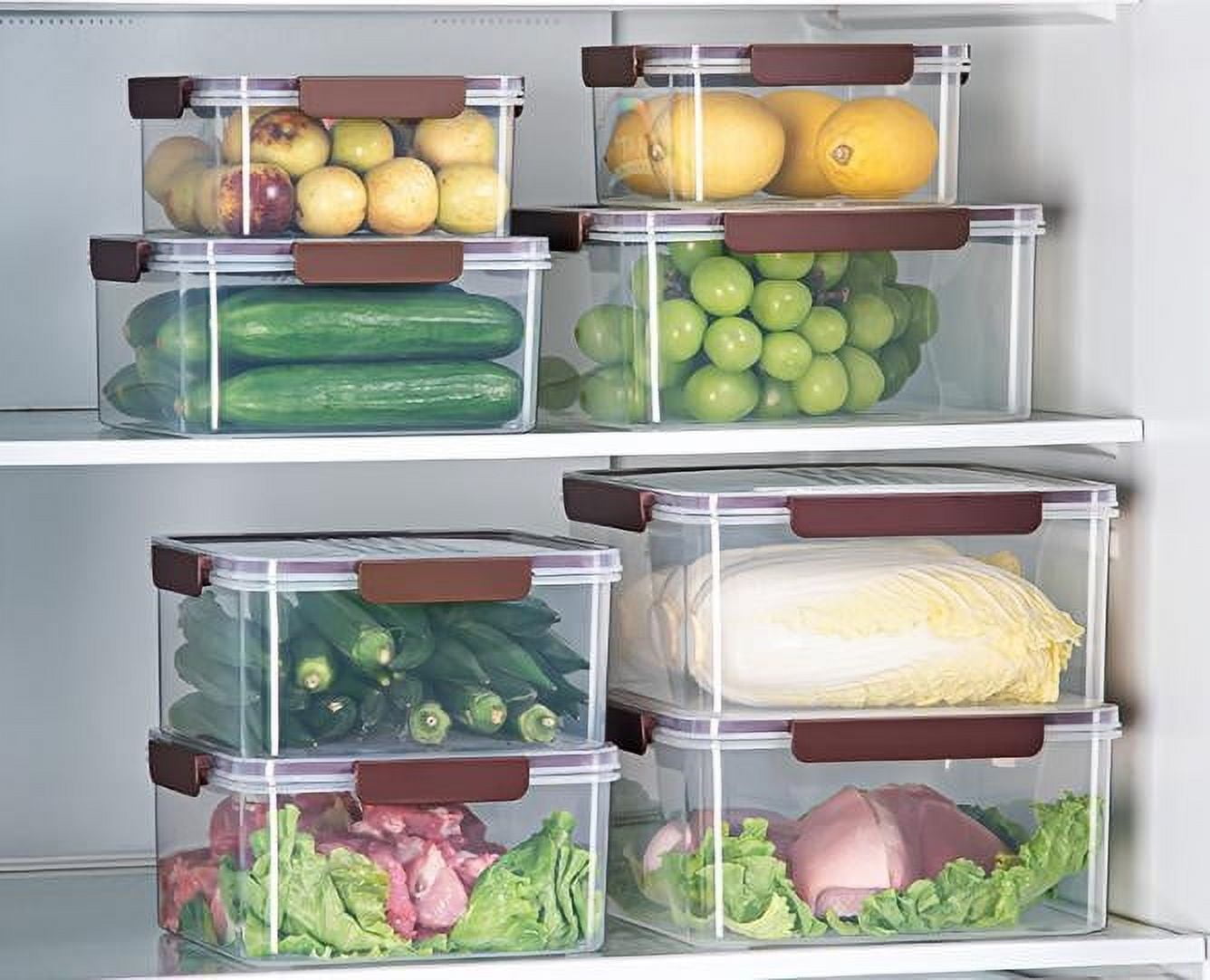 Specollect 3Pcs Transparent Fruit Storage Containers For Fridge,Produce Vegetable Saver Container Handle,BPA-Free Refrigerator Microwave Dishwasher Safe,Keep Fruits Veggie Food Fresh 22x20x10.5cm