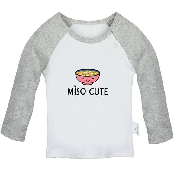Miso Cute Novelty T shirt For Baby, Newborn Babies T-shirts, Infant Tops, 0-24M Kids Graphic Tees Clothing (Long Gray Raglan T-shirt, 0-6 Months)