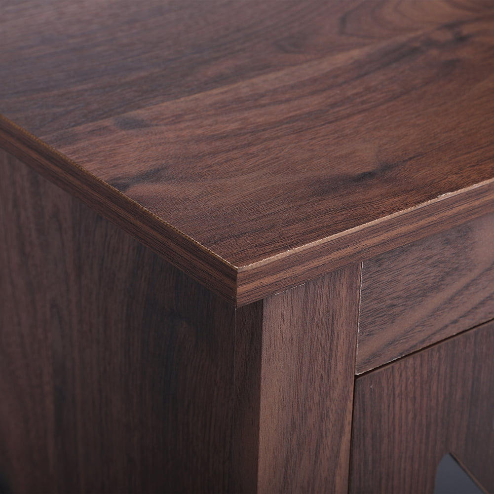 Kadyn Nightstand Side End Table with Barn Door Cabinet, Farmhouse End Table Accent Table, Light Walnut Kadyn Nightstand Side End Table with Barn Door Cabinet, Farmhouse End Table Accent Table, Light Walnut