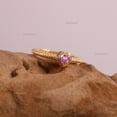 thumbnail image 3 of Solitaire Pink Sapphire Heart Ring, Twisted Band Ring, Double Layer Ring, 18 Gold Plated Ring, Proposal Ring, Anniversary Ring, Gift For Her., 3 of 5