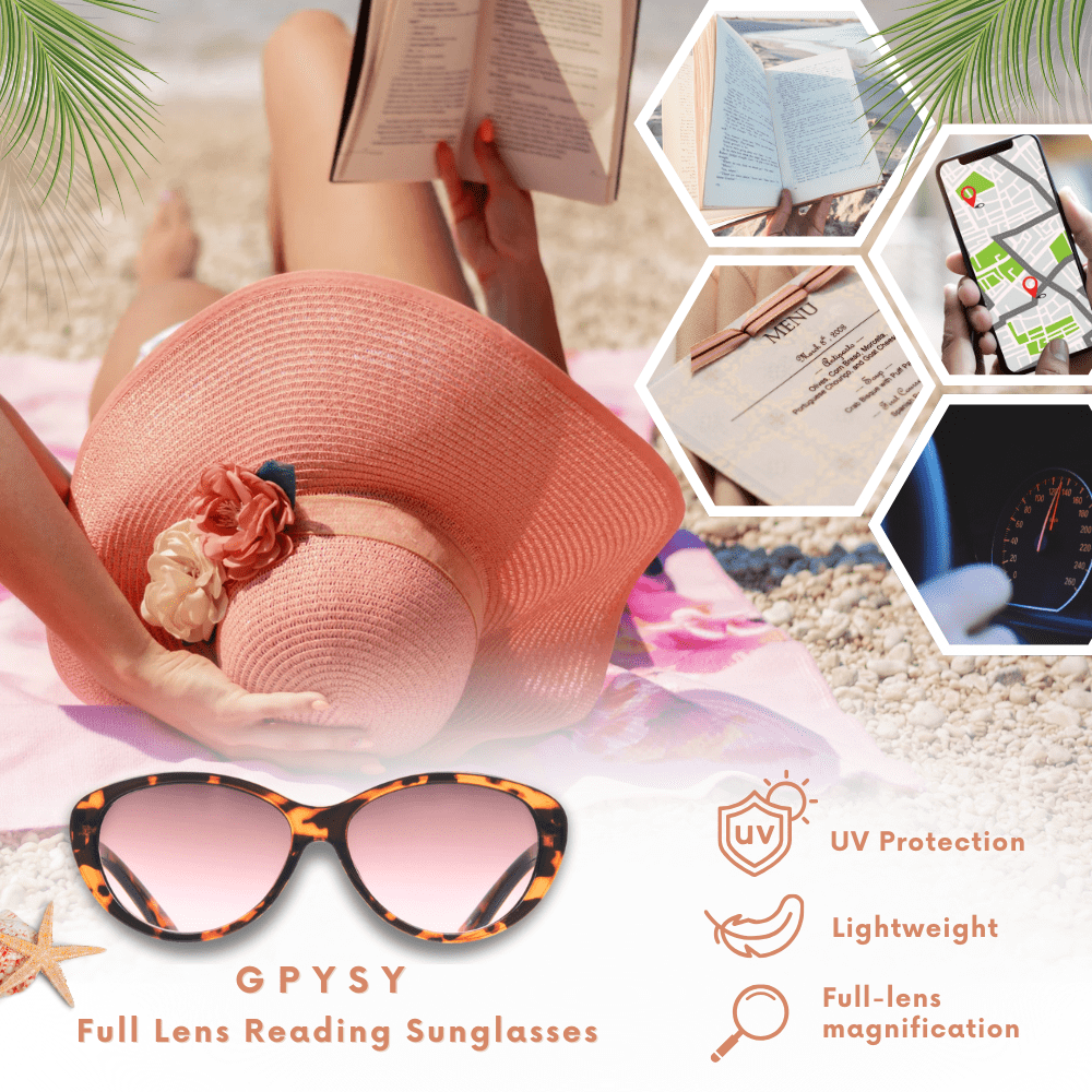proSPORT Reading Sunglass Reader Cat Eye Oversized Tortoise Women NOT BIFOCAL