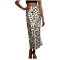 thumbnail image 2 of USSUMA Solid Drawstring Long Skirt Satin-Look Elastic Waist Pull-On A-Line Maxi With Flowing Hem And Side Slit For Resort Travel Everyday Wear Versatile Beach Maxi Skirt, 2 of 7