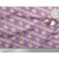 thumbnail image 3 of Soimoi Purple polyester Crepe Fabric Leaves,Peach Flower & Stripe Print Fabric by The Yard 42 Inch Wide, 3 of 3