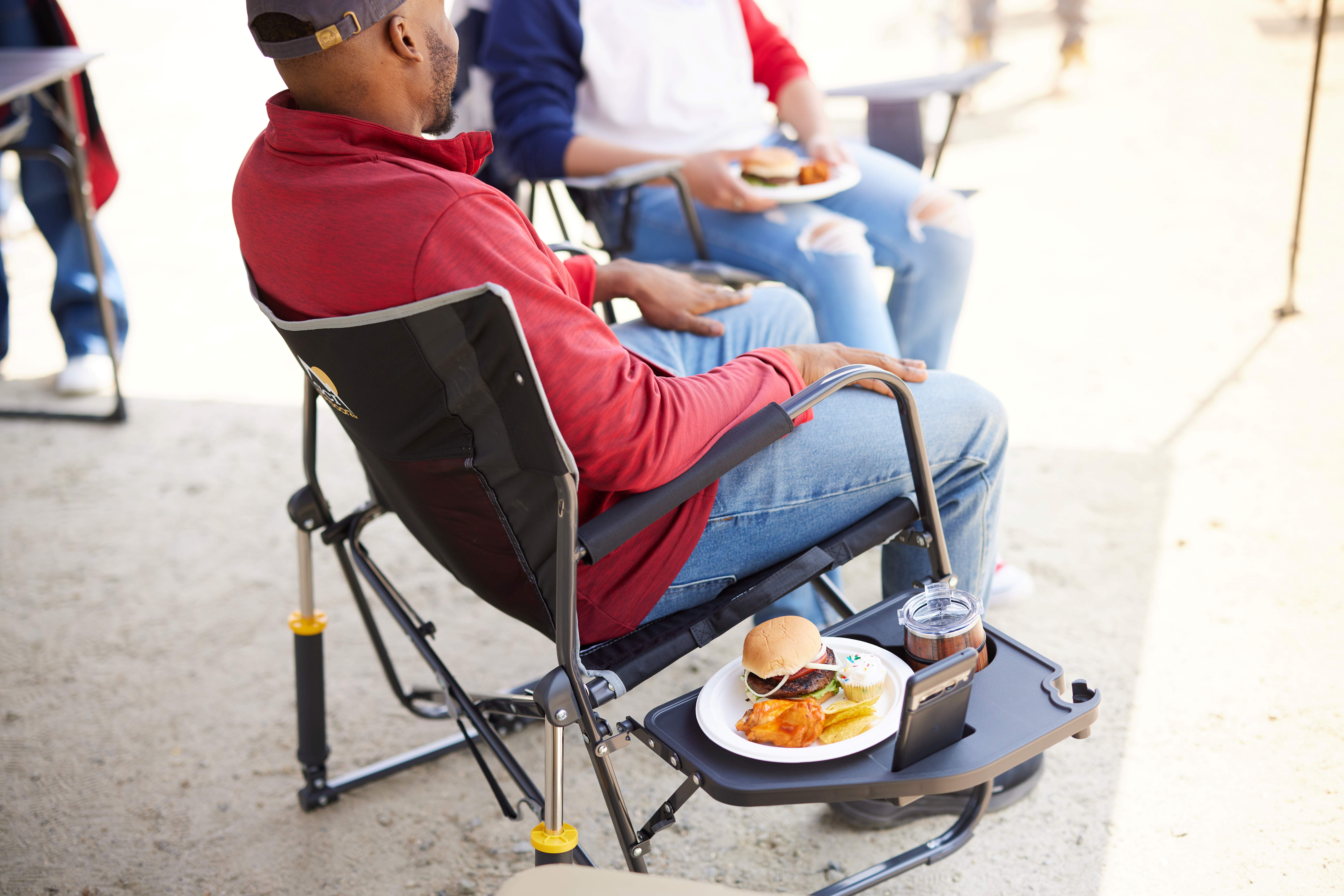 GCI Outdoor Freestyle Rocker XL Rocking Chair with Side Table, Black photo 6