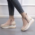 thumbnail image 6 of Bnwani Boots for Women,Winter Boots,Round Toe,Zip-Up,Wedge,Cozy,Beige,37(US:6), 6 of 9