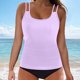 thumbnail image 2 of Conjunto de Bikini de Cintura Alta para Mujeres sin Mangas Sólido, Empujable Acolchado Traje de Baño de Corte Alto Ropa de Playa de Verano, 2 of 6