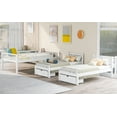 thumbnail image 5 of Newest Full Over Twin & Twin Bunk Bed, Wood Triple Bunk Bed with Drawers , Guardrails, White, 5 of 9
