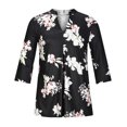 thumbnail image 4 of Blusa con cuello en V y blusa con botones estampados de media manga para mujer de verano Fridja  ghk1513, 4 of 8