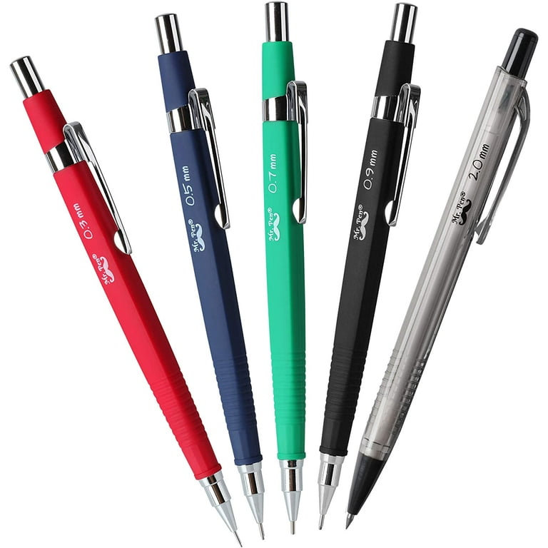 Q75QQQ4 Mr. Pen Mechanical Pencil Set with Lead and Eraser Refills, 5 Sizes  - 0.3, 0.5, 0.7, 0.9 and 2 Millimeters, Drafting