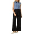 thumbnail image 2 of INSPIRE CHIC Women's Work Bodysuit Tops Button Down Sleeveless Leotard Shirt M Grey Blue, 2 of 5