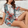 thumbnail image 4 of Xecao Ensemble de Pyjama à Manches Courtes Motif Baies Rouges pour Femmes, Vêtements de Nuit Doux avec Boutons, Haut et Shorts à Cordon avec Poches-4TG, 4 of 6
