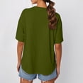 thumbnail image 2 of NAMTYQX Womens T Shirts Baggy Printed Short Sleeve Bedrucken Casual Stretchy Crew Neck Plus Size Soft Womens Summer Shirts Army Green Size S, 2 of 5