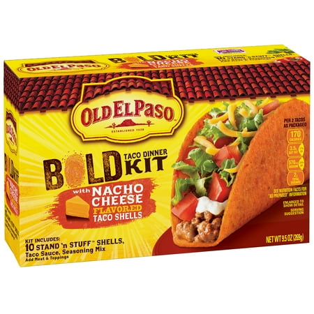 (2 Pack) Old El Paso Stand 'N Stuff Bold Nacho Cheese Taco Dinner Kit 9.5 (Best Way To Heat Up Nacho Cheese)