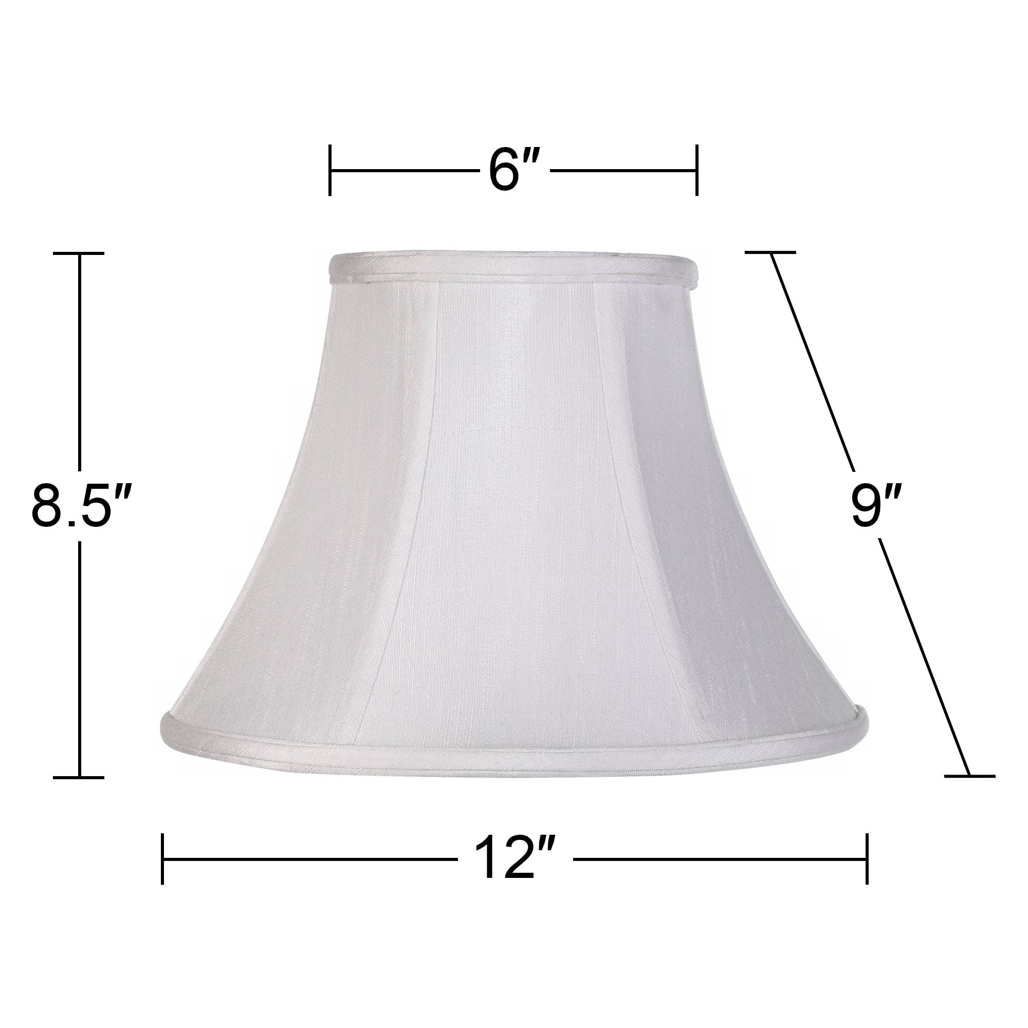 Imperial Shade White Small Bell Lamp Shade 6" Top x 12" Bottom x 9" Slant x 8.5" High (Spider) Replacement with Harp and Finial
