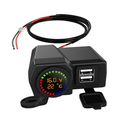 

Motorcycle Handlebar/Back Mirror Mounting Charger for w/ Temperature Voltage Dis