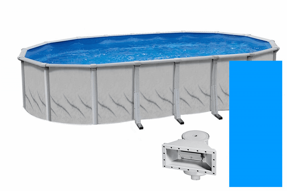 Above Ground Pool With Solid Blue Liner, Metal Coping Strips For Above Ground Pool
