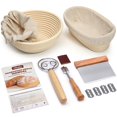 thumbnail image 1 of Ohuhu Sourdough Bread Starter Kit & Banneton Proofing Basket, All-in-One Set with 9" Round & 10" Oval Baskets & Tools to Bake Perfect Artisan Loaves, 1 of 7