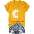 thumbnail image 4 of XIAONU Sunflower Butterfly Print T Shirt for Women Short Sleeve V Neck Daily Casual Tees, 4 of 4