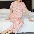 thumbnail image 4 of Tnhcen Women's 2 Piece Short Sleeve Pajama Set Top and Long Pants Soft Sleepwear Loungewear with Pockets M-XL, 4 of 9