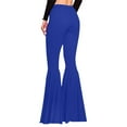 thumbnail image 4 of Clearance!BKQCNKM Flare Leggings High Waisted Pants for Women High Waisted Pants for Women Ladies Solid Color High Waist Slim Fit Casual Flared Pants Trousers Casual Pants Blue L, 4 of 7