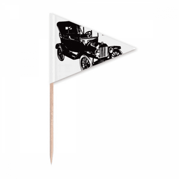 Black Classic Cars Mechanical Pattern Toothpick Triangle Cupcake Toppers Flag