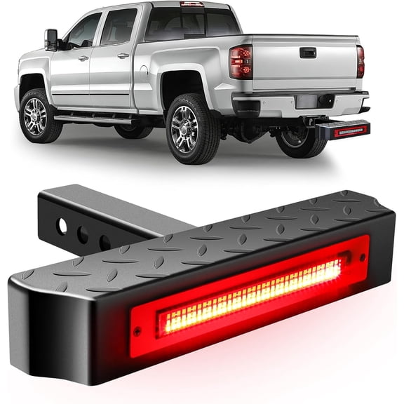 Mescukay Hitch Step with 6 Mode Light 108 LED Lighting Series Steel Hitch Bar 700lbs Max Load Universal Fit 2" Receiver Trucks