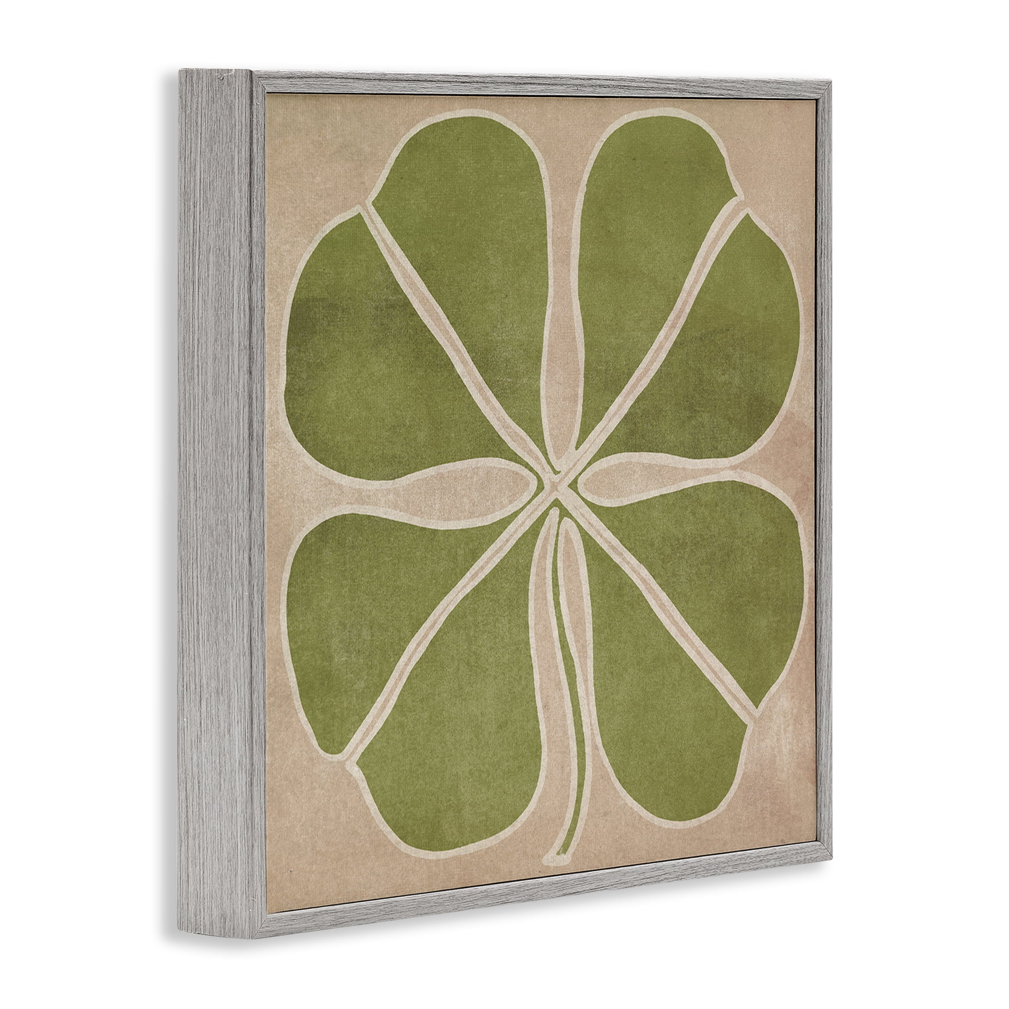 Neutral Symmetrical Clover Gray Framed Giclee Art, design by June Erica Vess