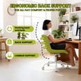 thumbnail image 3 of Modern Soft Swivel Shell Armchair - Upholstered Scallop Back, 360° Rotation, Comfortable Seating for Bedroom, Lounge, Vanity, or Home Office - Compact Design - White Tube Feet | Green, 3 of 7