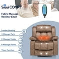 thumbnail image 4 of Manual Swivel Glider Rocker Recliner Chair with Heated Massage, 360° Swivel Overstuffed Lounge Chair with 2 Cup Holders, Side Pockets & USB Ports for Living Room, Fabric Brown, 4 of 7