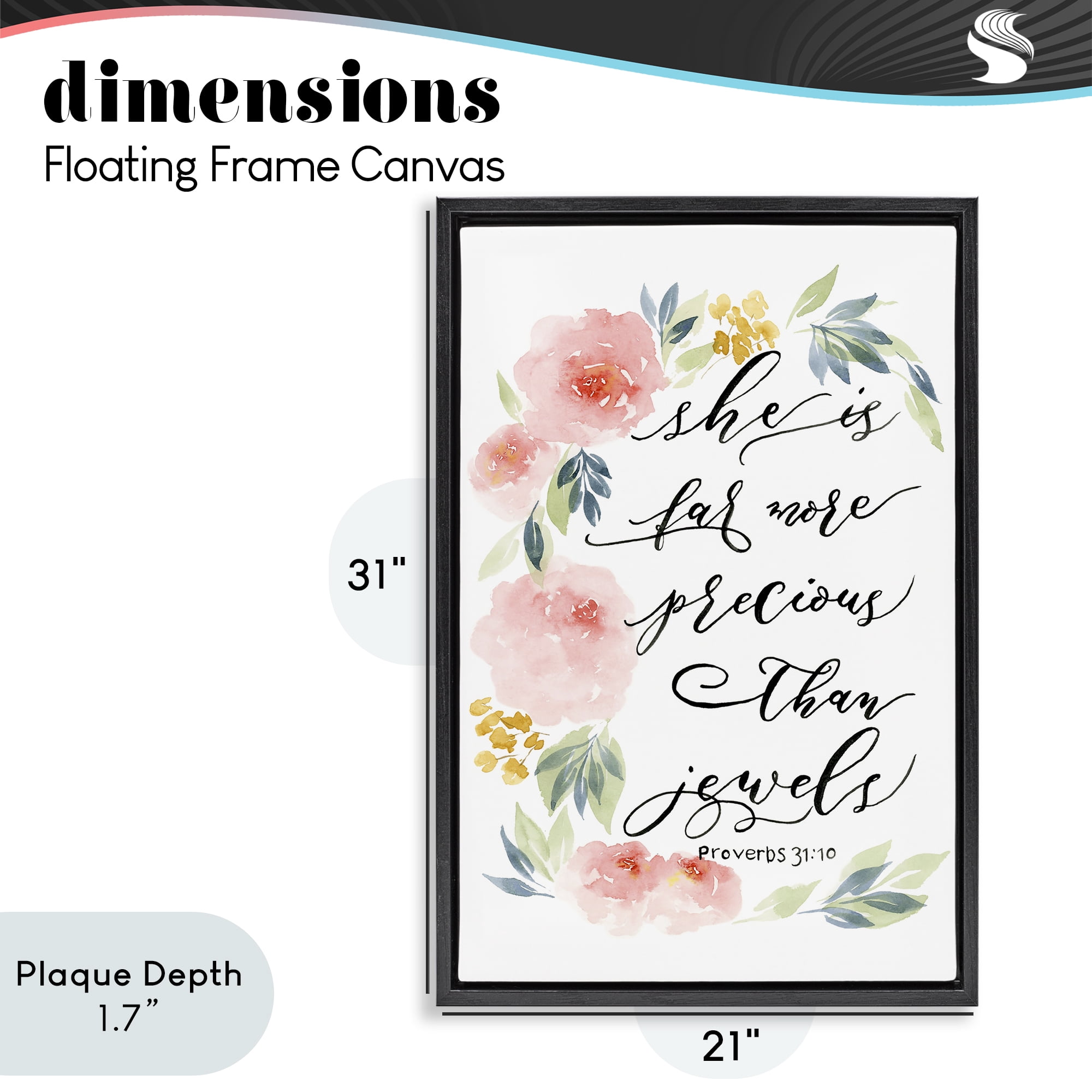 Stupell Industries Far More Precious Than Jewels Black Framed Floater Canvas Wall Art, design by Lucille Price