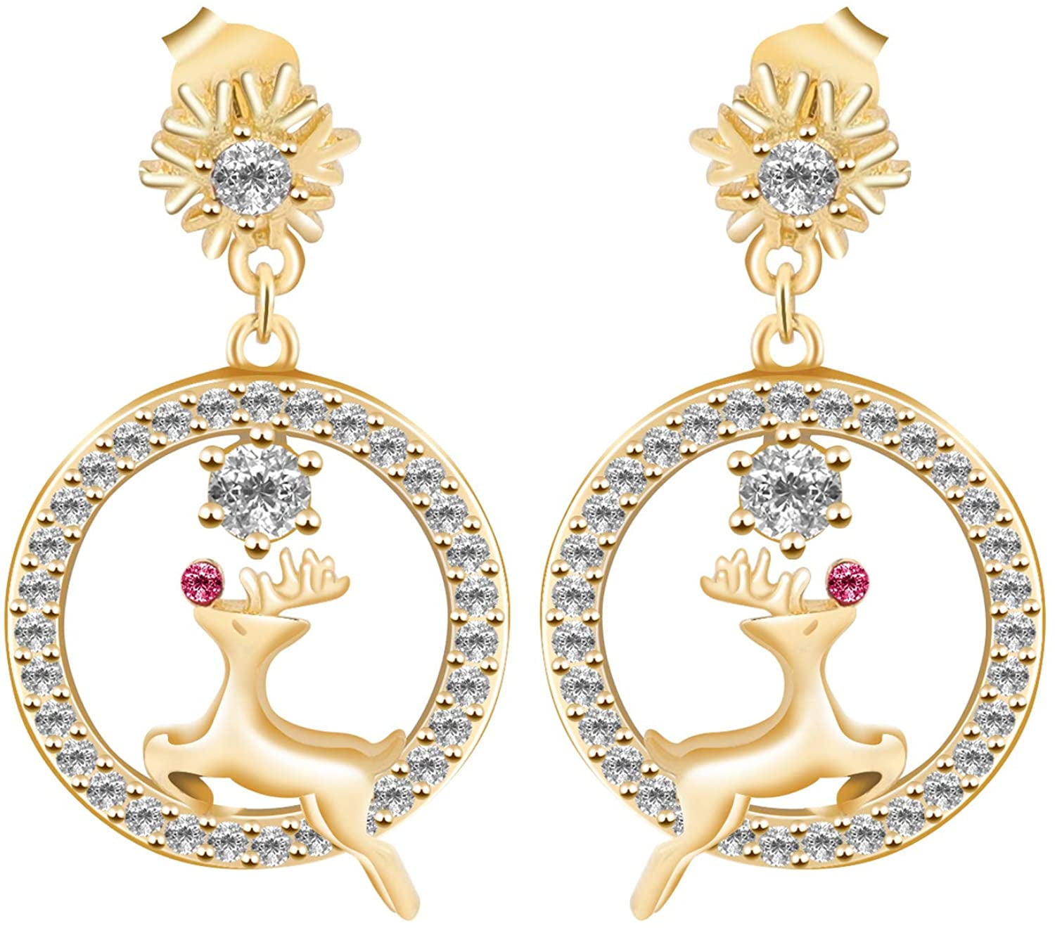 925 Sterling Silver Crystal Drop Earrings Circle Dangle Earrings Hypoallergenic Fashion Earrings 