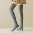 thumbnail image 2 of WTXUE Thigh High Stockings, Warm Christmas Fashion Windproof Printing Mid Tube Socks Long Tube Cotton, Grey, 2 of 9