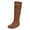 Brown, variant on Women's Ruched Suede Knee High Boots Fold Over Cuff Hidden Wedge Tall Booties Solid Color Fashion Casual Shoes Brown Size 7