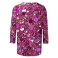 thumbnail image 5 of miqiqism Casual 3/4 Sleeve Shirts Women Crewneck Pullover Tops Glitter Tee Shirts Sparkly Glitter Shiny Outfit Summer Fashion Top Clothing,02_Pink,X-Large, 5 of 5