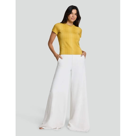 Short-Sleeve Printed Lamé Athleisure Yellow, Signature Luxe Tee (Women's) - Mrs Momma Bear