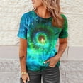 thumbnail image 2 of Penkiiy Galaxy Printed Shirt , Womens Vintage Casual Loose Short Sleeve Tee Tops 3XL Multicolor, 2 of 6