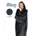 thumbnail image 3 of Bare Homey Adult Size Microplush Wearable Blanket - Long Length - Zipper Side Pockets, Black, 3 of 9