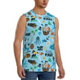 thumbnail image 2 of Haiem Men's Animal Pirate Print Tank Tops Summer Sleeveless Cut Off Workout T-Shirts Fitness Vest Athletic Undershirts-Small, 2 of 8