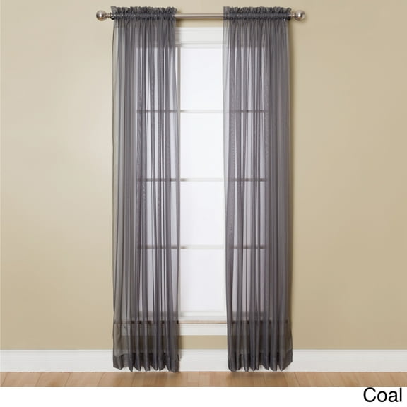 Miller Curtains Angelica Sheer 95-inch Rod Pocket Curtain Panel Coal