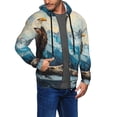 thumbnail image 2 of Wukai Iceberg Bald Eagle Print Men's Zip-Up Hoodie,Fleece Full-Zip Hoodie for Men, Hooded Sweatshirt-Small, 2 of 5