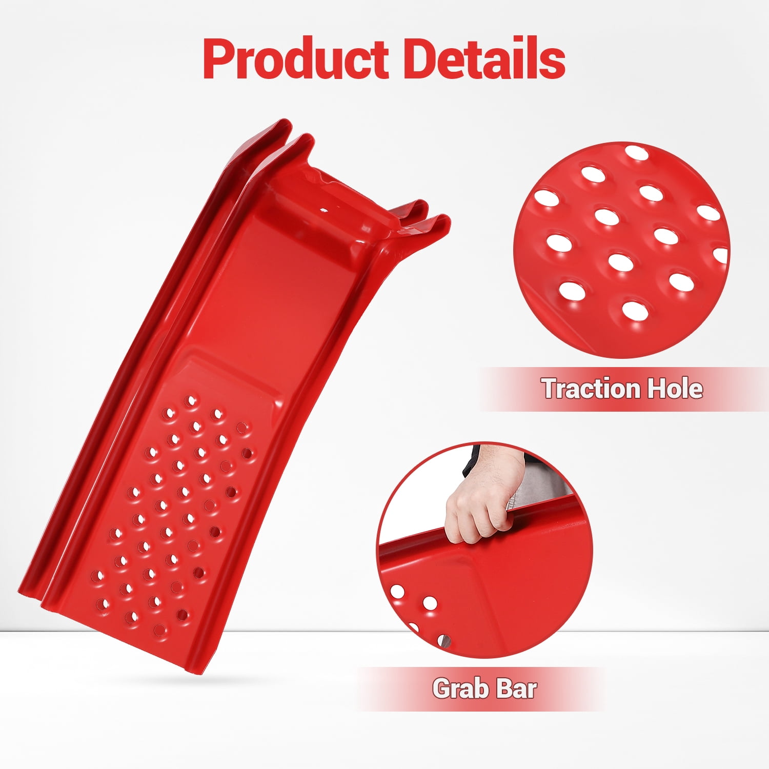 Kicctian 2 Pack Heavy Duty 8000 lbs Capacity Steel Car Ramps, 8 Inch Lift Height, Non-Slip Surface, for Garage Auto Repair & Vehicle Maintenance, Red