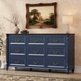 thumbnail image 6 of ANPOO 63"W Farmhouse 9 Drawers Dresser for Bedroom with Solid Wood Feet, Antique Blue Dresser Traditional Chest of Drawers, Rustic Vintage Wood Dresser, Navy Blue Dresser, 6 of 8