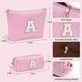 thumbnail image 4 of Bolsa de maquillaje rosa con inicial de YOOLIFE, regalo para sobrina, hermana, amiga, mujer, su mamá | Regalos de cumpleaños para mujeres, regalos para hijas | Bolsa de viaje para cosméticos B, 4 of 5