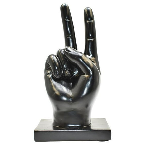 Adam & Friends Home Decor Peace Sign Sculpture | 1-Piece | Black