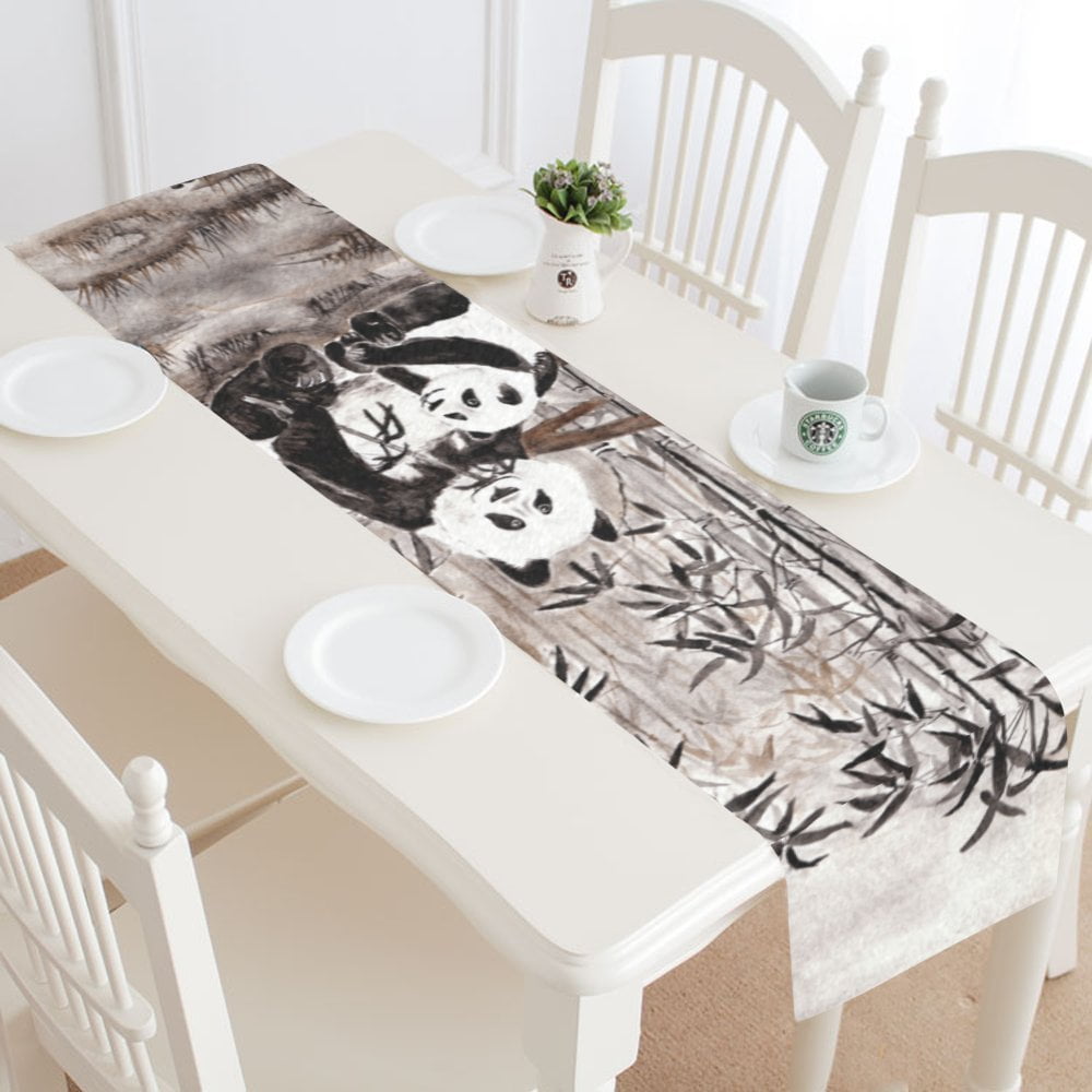 Download MYPOP Vintage Panda Family Table Runner Home Decor 14x72 ...