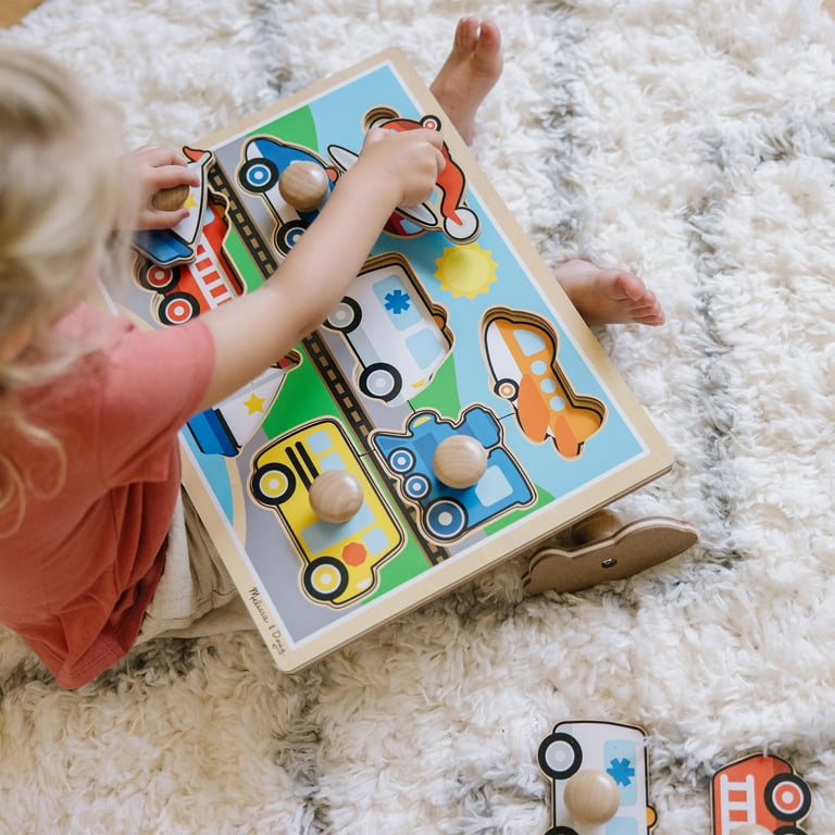 デュオ・マックスウェル　ナンジャタウン　13点セット Melissa & Doug Sturdy Jumbo Knob Wooden Puzzle Vehicles, 8 Piece