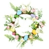 Round Easter Wreath Decorative for Front Door Spring Wall Hanging Artificial Green Leaves Garland for Festival Holiday Christmas