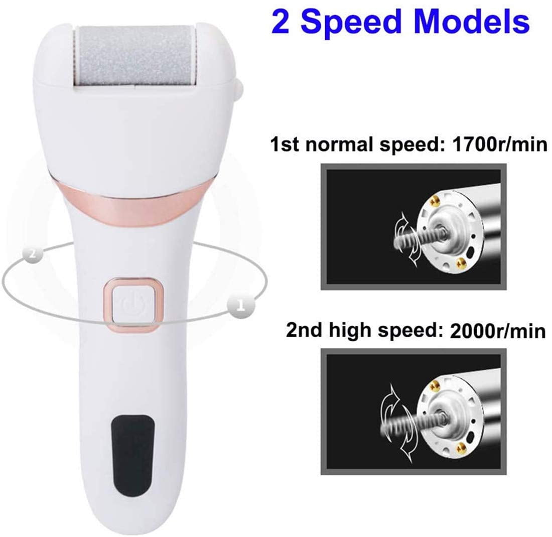 LNKOO Electric Foot Callus Remover Kit Rechargeable callous removers 2 Grinding Heads Portable Waterproof foot file, Professional Pedicure Tools Feet Care for Dead Hard Cracked Dry Skin