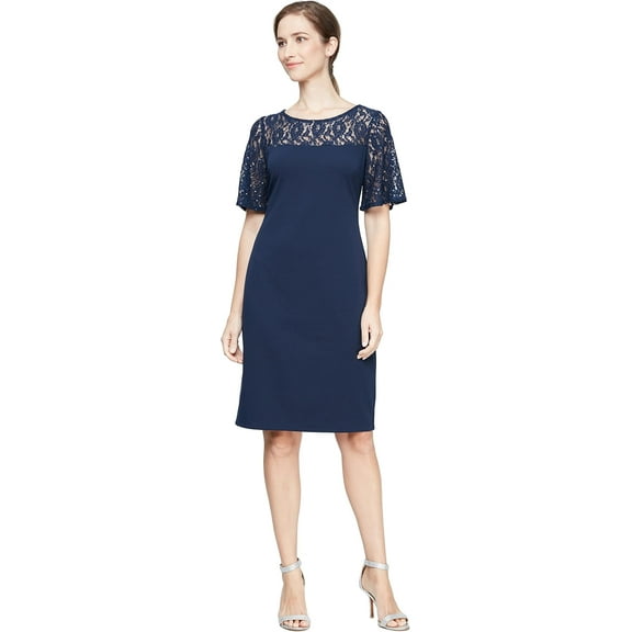 S.L. Fashions Sheath Dress, Short Sleeve, Lace, Sequined, Dress, Women's