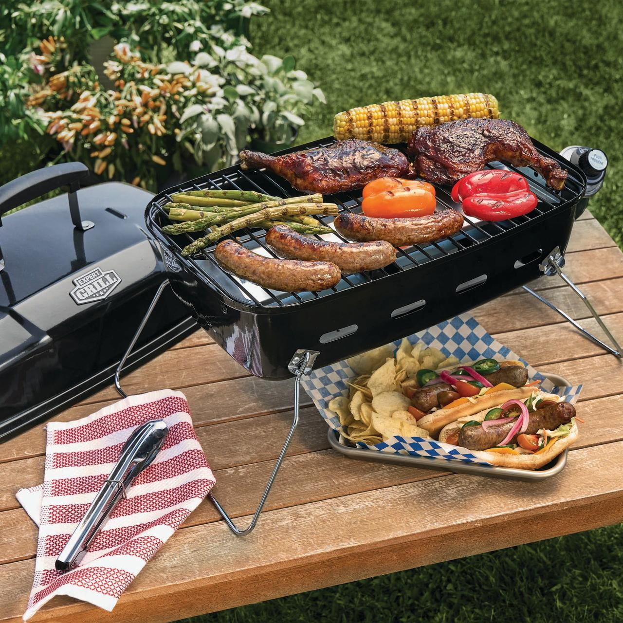 Expert Grill 1-Burner Black Portable Propane Gas 17.5 inch Grill, with Removable Lid